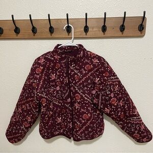 Floral Quilted Jacket - Burgundy